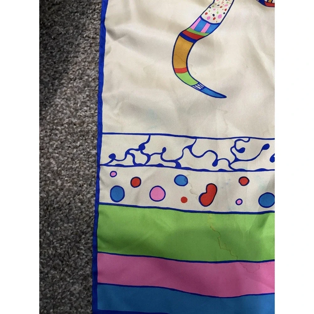 Niki De Saint Phalle Silk Scarf Womens Multicolor Snake Heart Art Print Italy